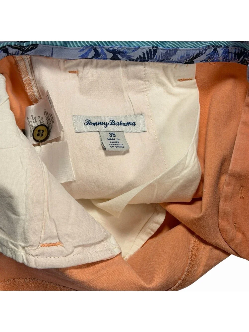Tommy Bahama Coral Orange Chino Flat Front Shorts Men's Size 35